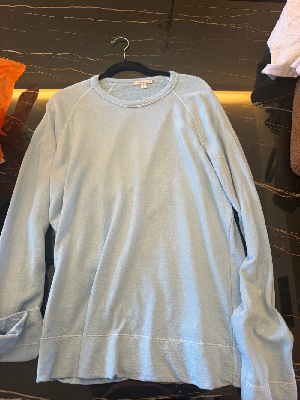 James Perse Light Blue Men's Long-Sleeve Crewneck Shirt